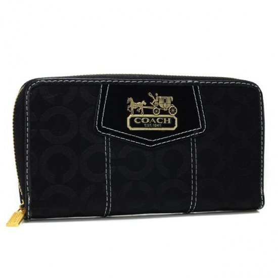 Coach In Signature Large Black Wallets AXO | Coach Outlet Canada